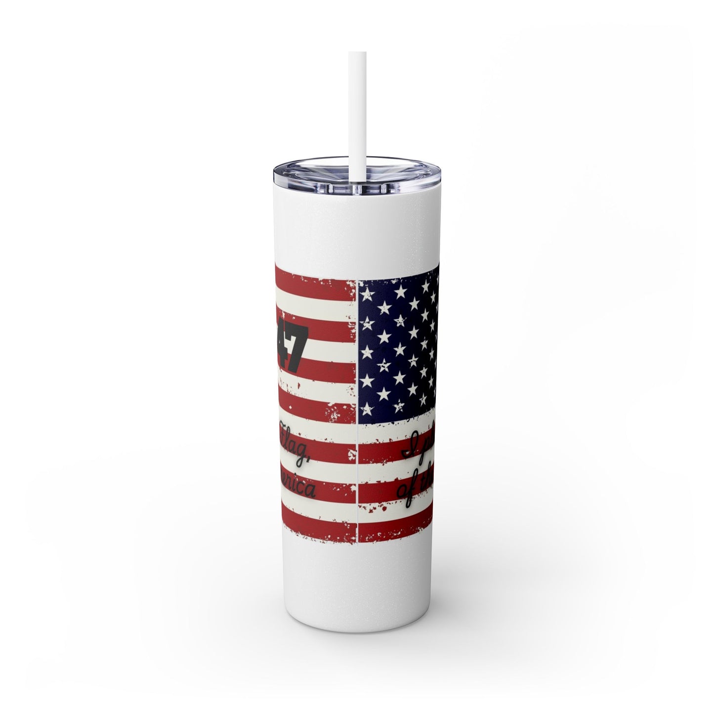 45_47 Trump Skinny Tumbler with Straw, 20oz