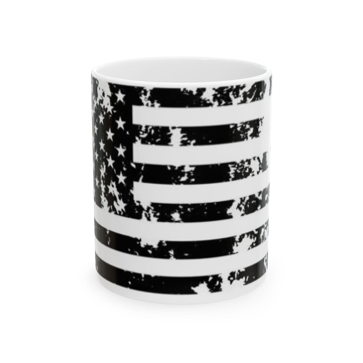 Blacked out USA Flag Ceramic Mug, (11oz, 15oz)