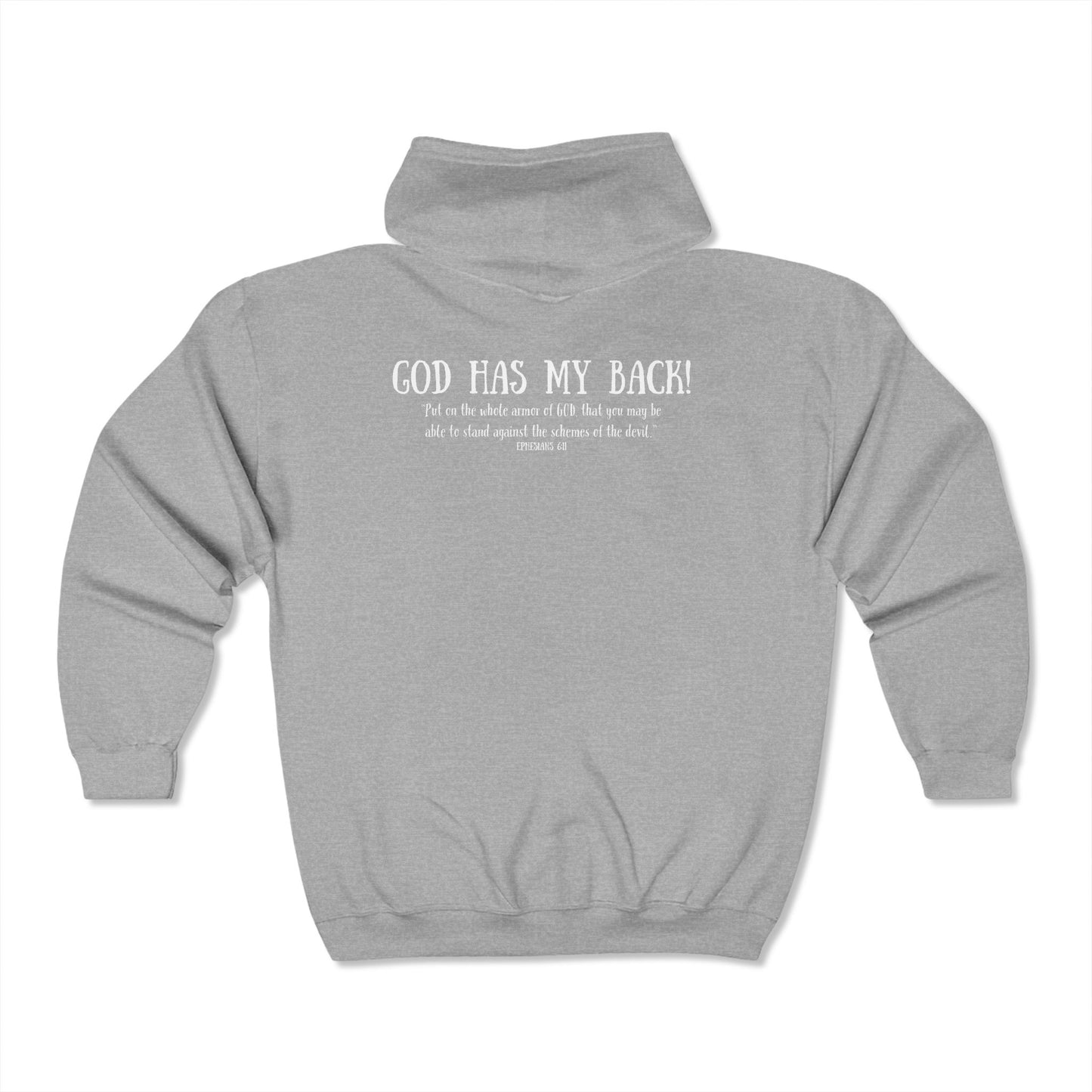 God Has My Back Unisex Heavy Blend™ Full Zip Hooded Sweatshirt