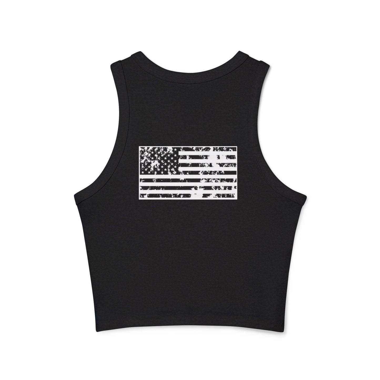 Women's Blacked out USA flag Micro Rib Racer Tank Top